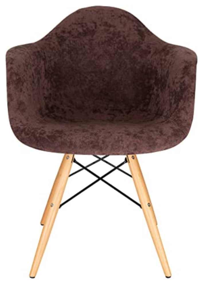 LeisureMod Willow Velvet Eiffel Wooden Base Accent Chair Set of 4