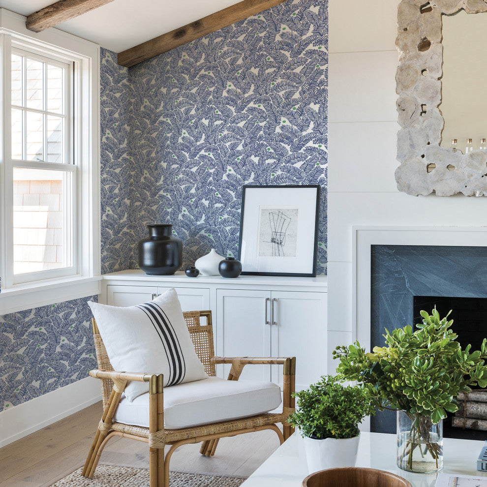Athina Navy Fern Wallpaper Bolt