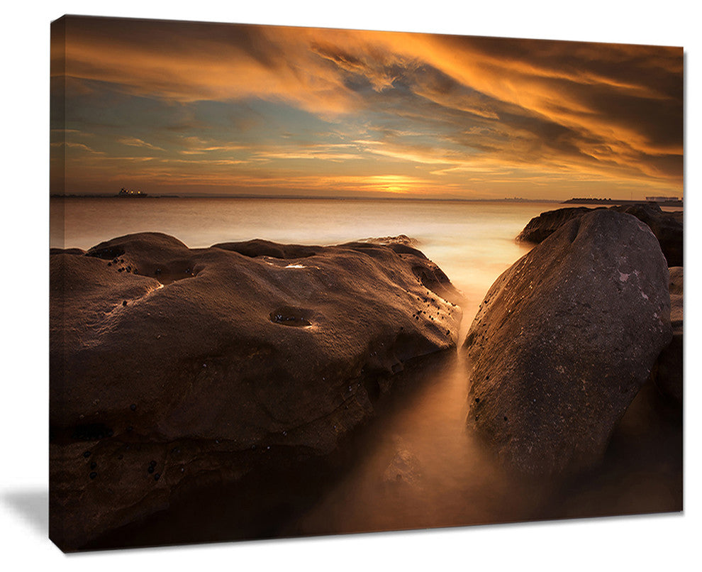 "Large Rocks At La Perouse Bridge" Seashore Canvas Print, 40"x30"
