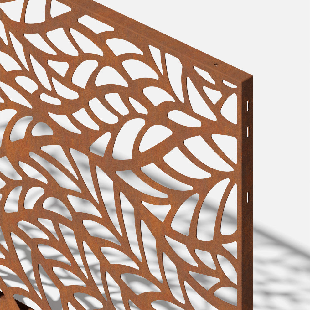 Alta Corten Steel Decorative Screen Panel, Flowleaf