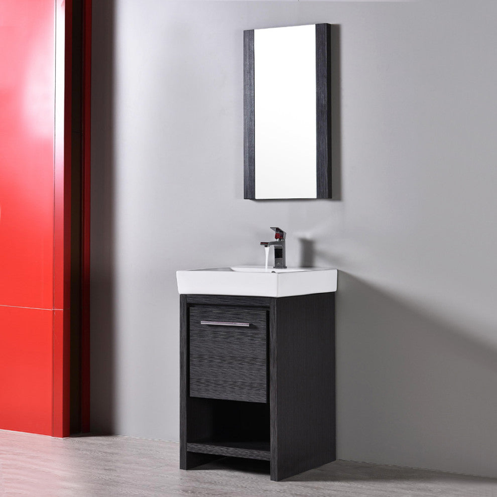 Milan 20" Vanity Set With Mirror, Silver Gray