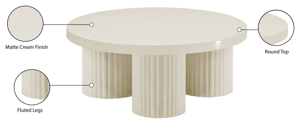 Rhodes Coffee Table / End Table, Cream, Coffee Table