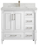 Aberdeen 36 Center Sink Bath Vanity in White 2" Calacatta Nuvo