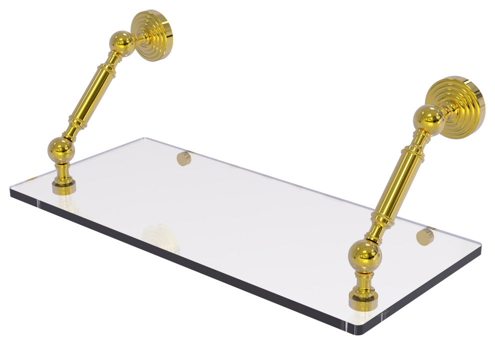Waverly Place 18" Floating Glass Shelf, Polished Brass