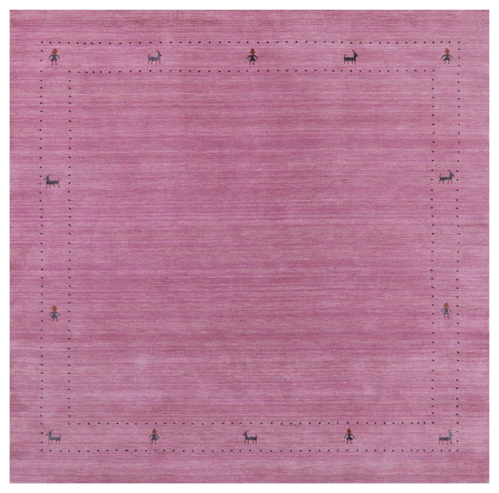 6' Square Persian Gabbeh Handmade Wool Rug - Q15305