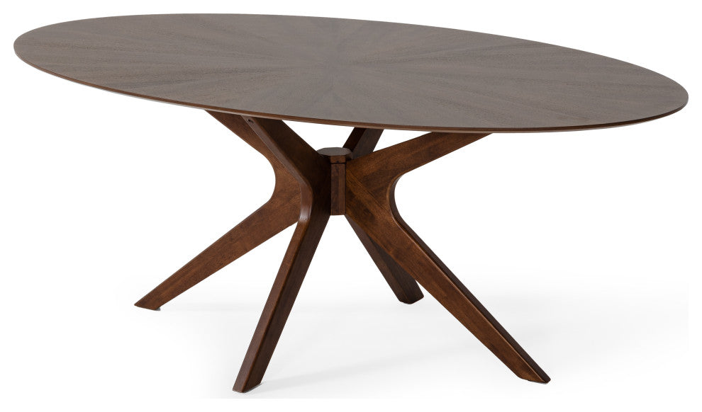 Prospect Dining Table, 75", Walnut, Midcentury, Oval
