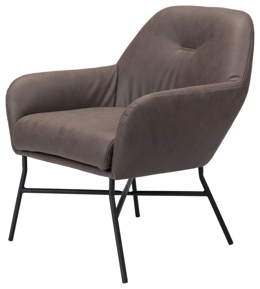 Accent Chair, Steel Metal, Vintage Brown, Black, Lounge Cafe Lobby Hospitality