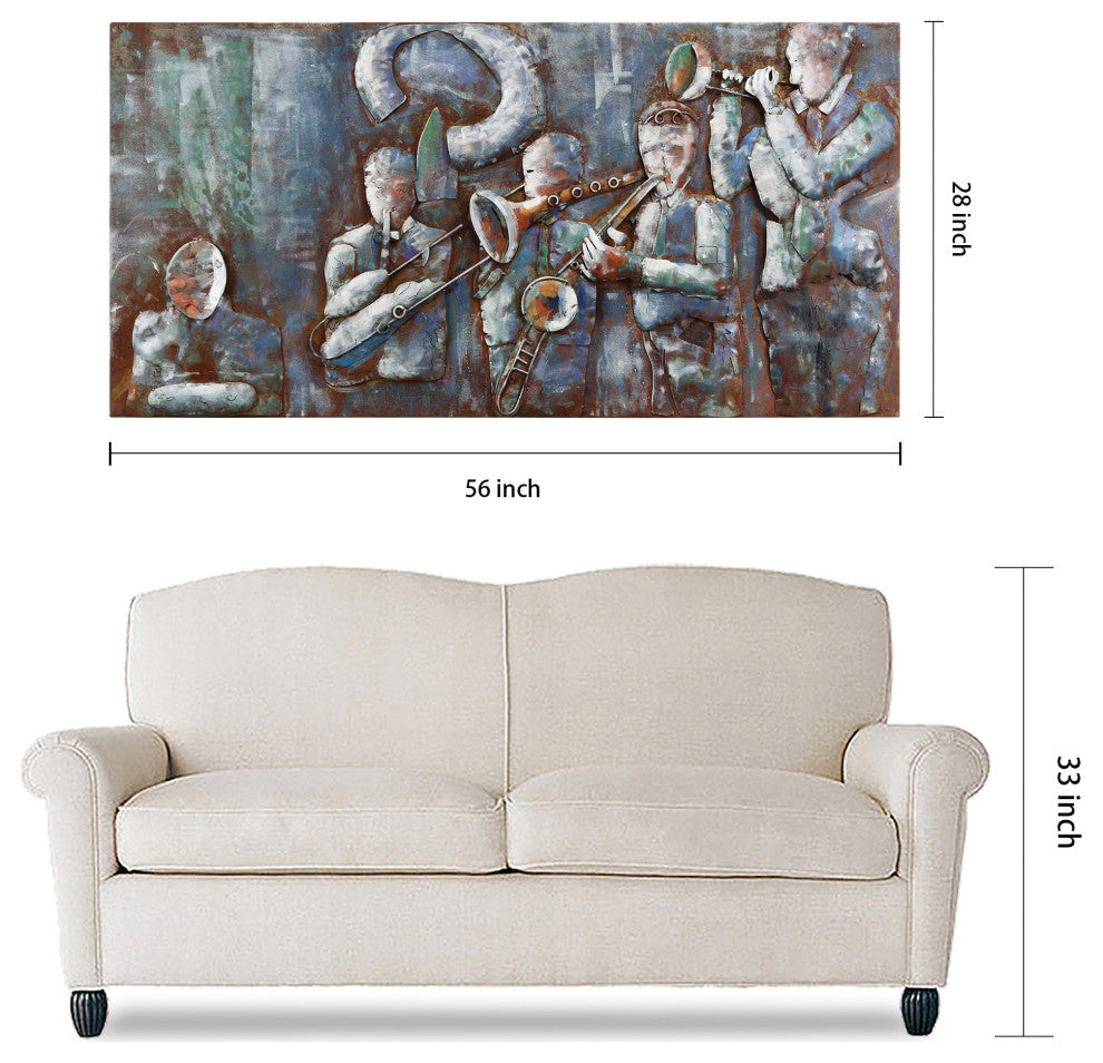 "Jazz Band" Primo Mixed Media Hand Painted Iron Wall Sculpture