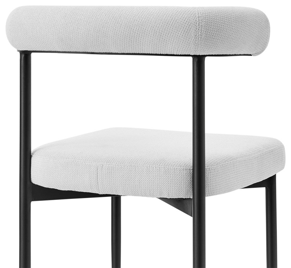 Shannon Dining Chair With Matte Black Iron and Cream Fabric, Set of 2