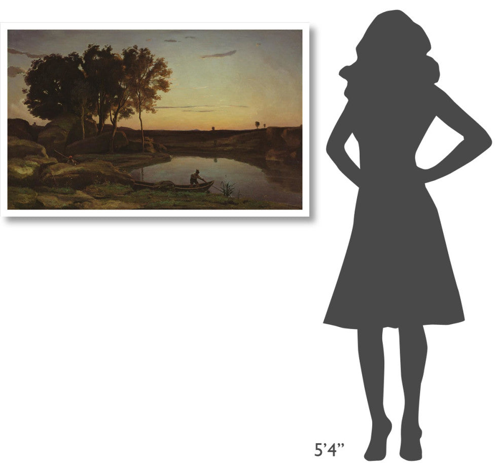 "Landscape with Lake and Boatman" Print by Jean-Baptiste-Camille Corot, 46"x29"