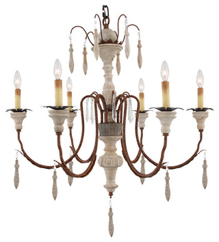 Jacklin Iron/Wood Pendant With Painted Crystal Accents