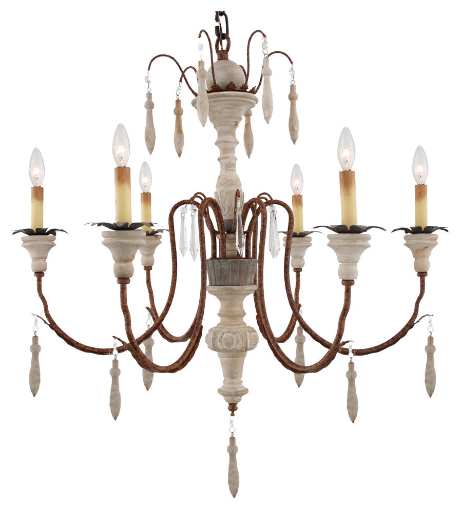 Jacklin Iron/Wood Pendant With Painted Crystal Accents