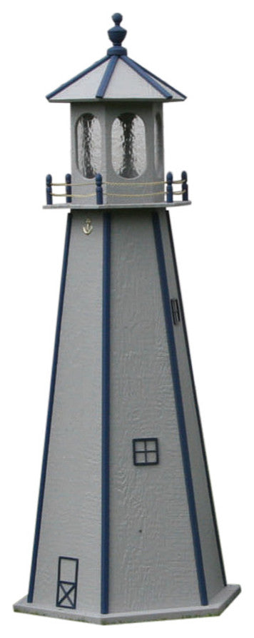 Standard Lighthouse, Dawn Gray & Navy Blue, 5 Foot, Dusk to Dawn Sensor
