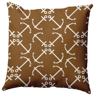20" x 20" Anchors Up Decorative Indoor Pillow, Brown