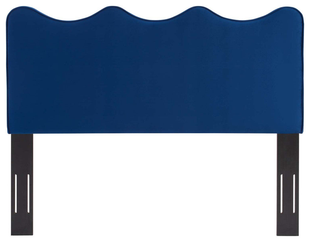Headboard, Full Queen Size, Velvet, Blue Navy, Modern Contemporary, Bedroom