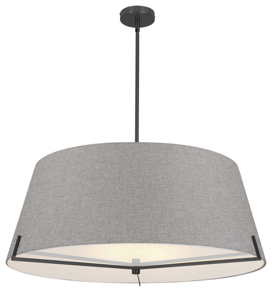 Preston Contemporary 4 Light Grey Matte Black Fabric Pendant