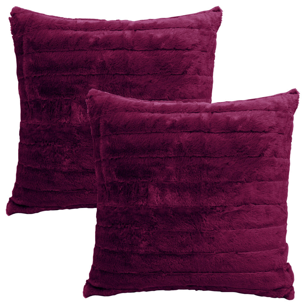 BOON Rabbit Jumbo Fur Throw and Pillow, 3-Piece Set, Burgundy