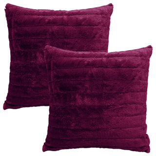 BOON Rabbit Jumbo Fur Throw and Pillow, 3-Piece Set, Burgundy