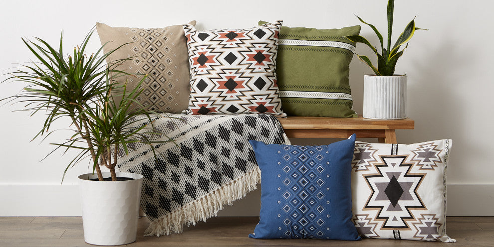 DII Asst Clay Aztec Print Pillow Cover, Set of 4