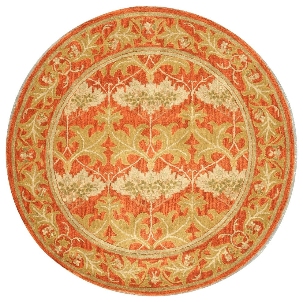EORC Hand-tufted Wool Rust Transitional Oriental Morris Rug, Round 7'9"x7'9"