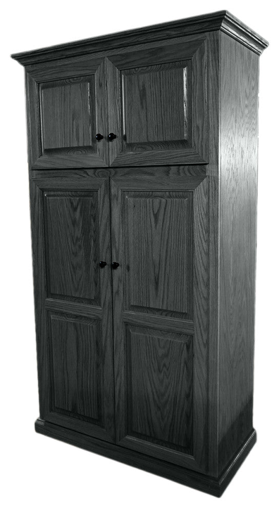 Oak Kitchen Pantry With upper Storage, Iron Ore Oak