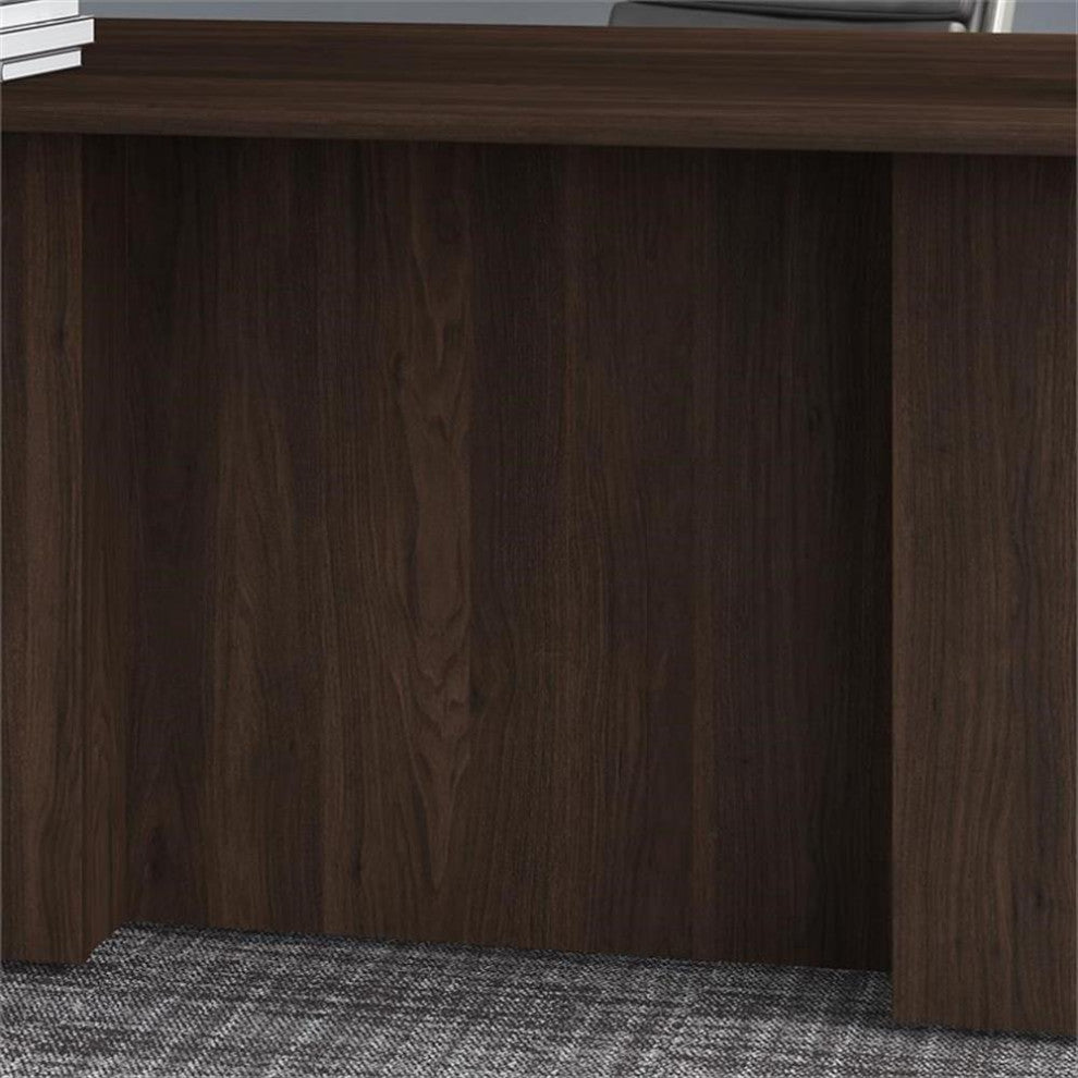 Office 500 72W Height Adjustable U Shaped Desk in Black Walnut - Engineered Wood