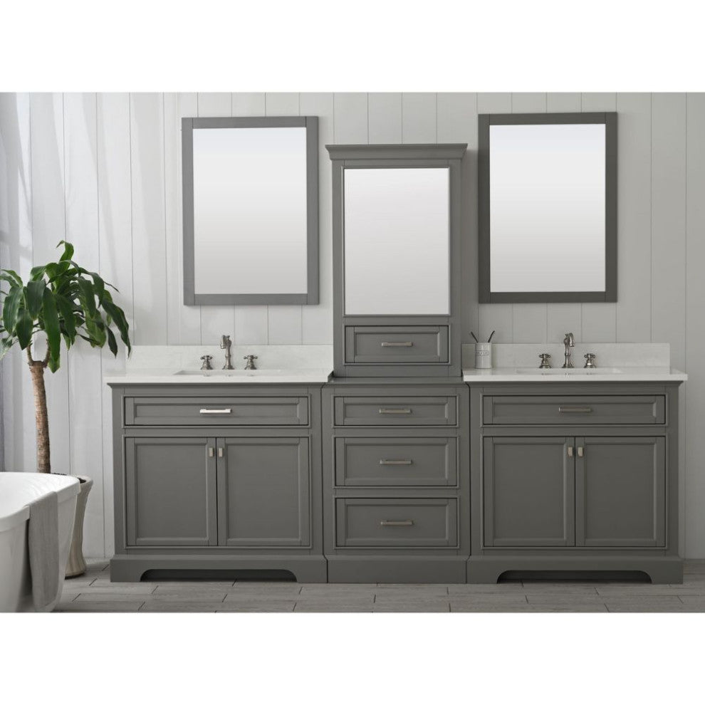 Milano Transitional Gray 96" Double Sink Bathroom Vanity Modular Set