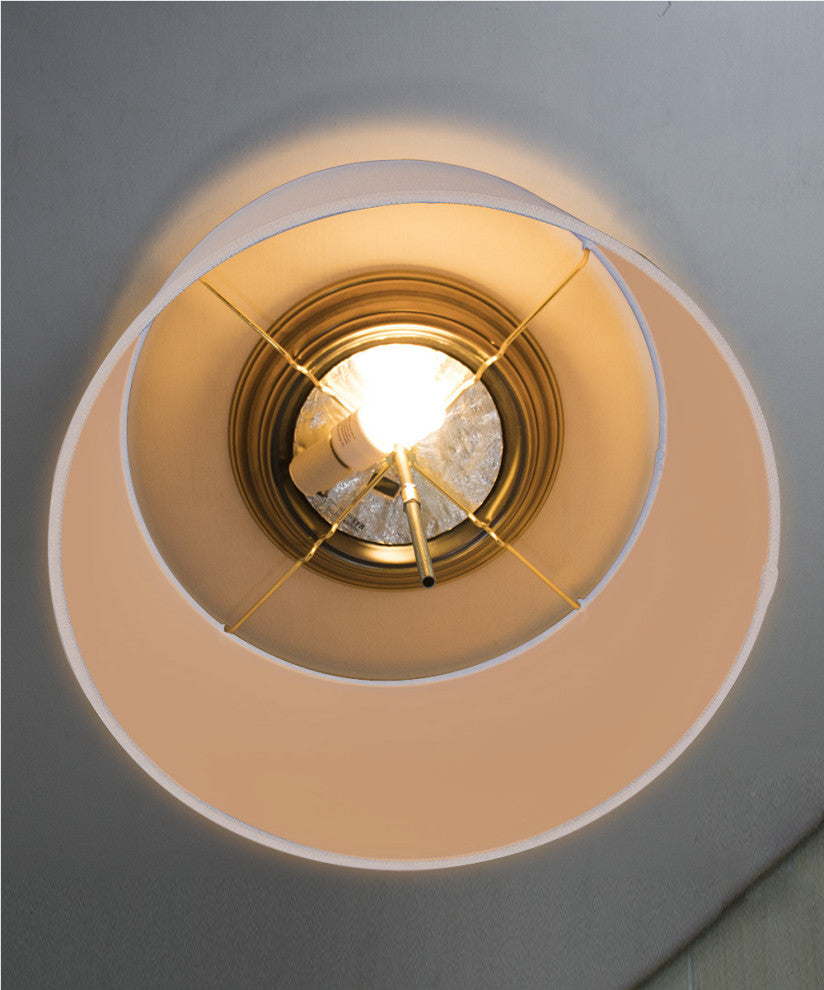 Moderne Flush Mount Conversion Kit 16"w White Linen Drum Lampshade