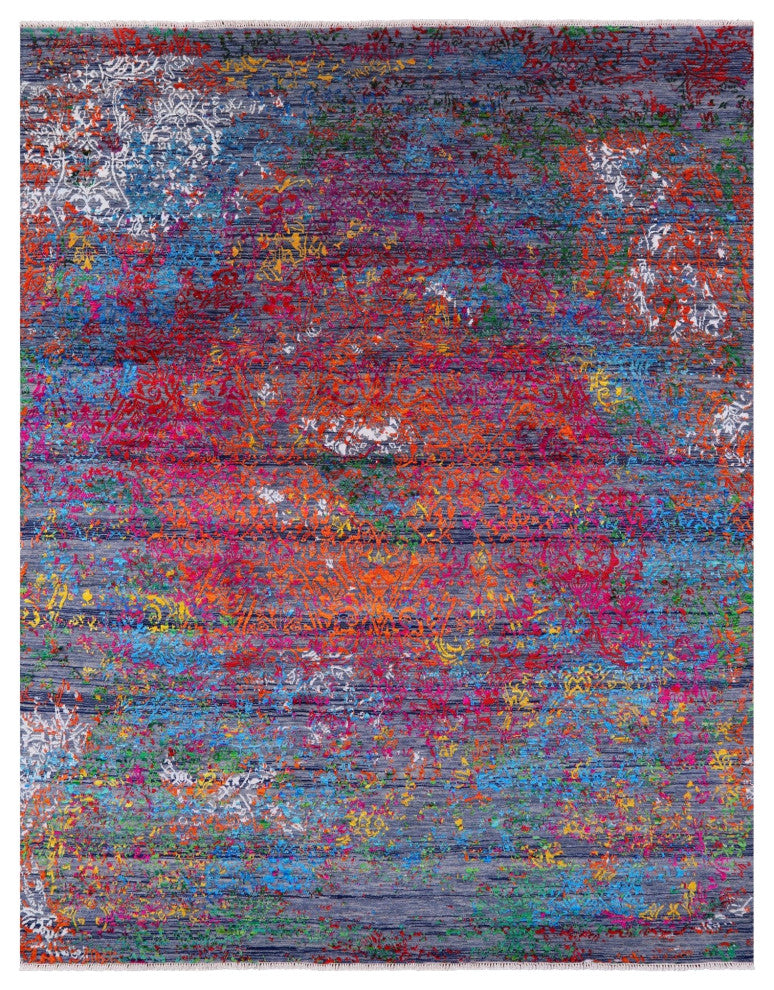 8' 0" X 10' 0" Hand-Knotted Persian Wool and Silk Rug Q9237