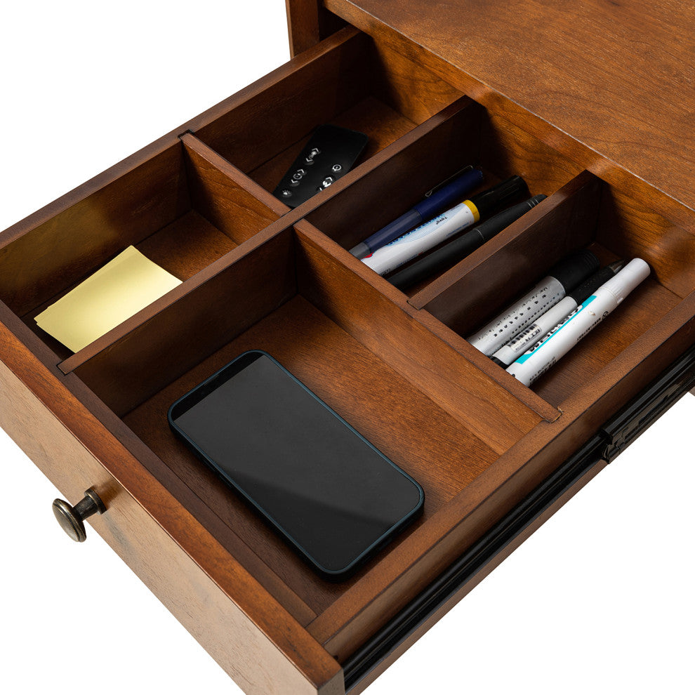Edward Desk With Built in Outlets, Walnut