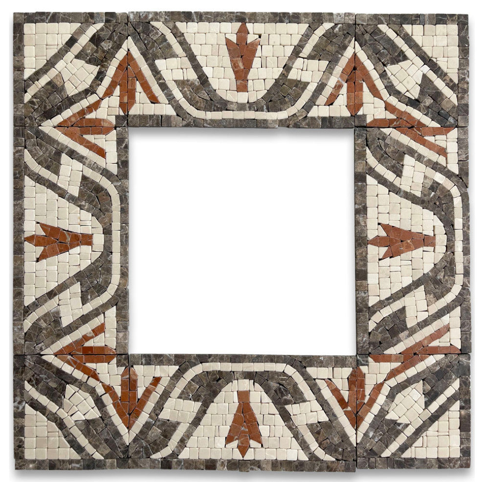 Marble Mosaic Border Listello Accent Deco Tile Leaf Red 4x8 Tumbled, 1 piece