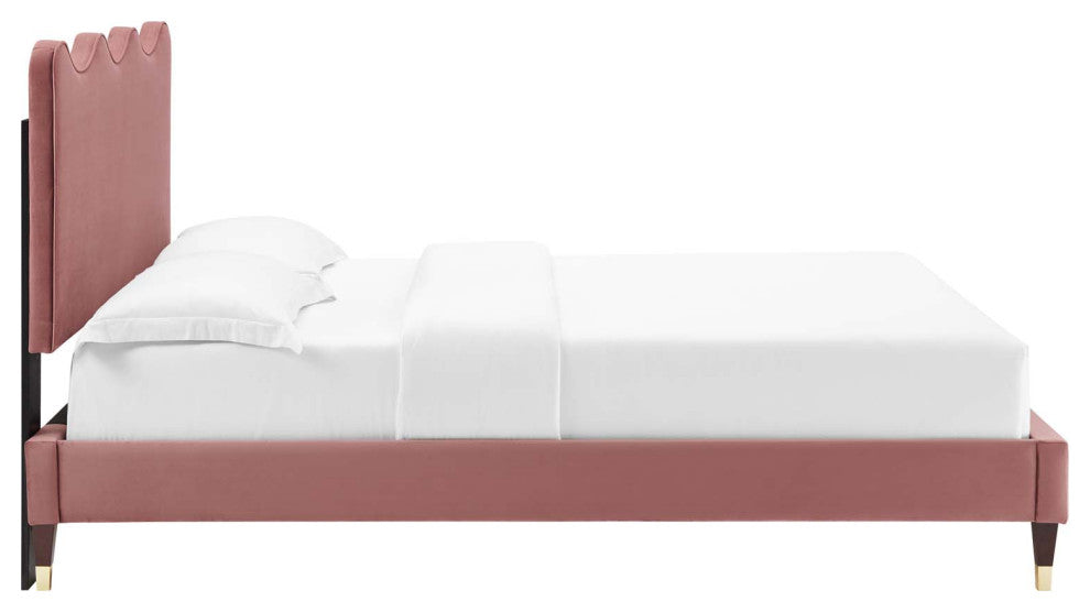 Current Performance Velvet Twin Platform Bed, Dusty Rose