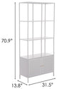 Bookcase Wall Shelf Rack, Steel Metal, Gray, Gold, Lounge Cafe Hospitality