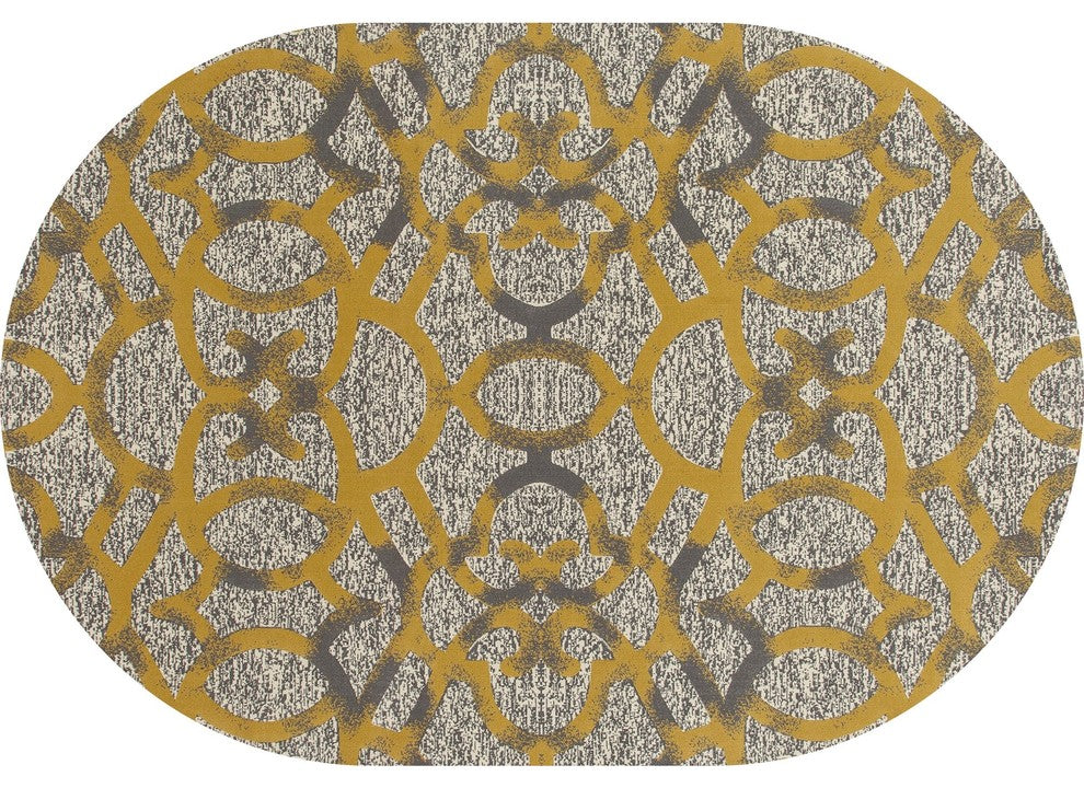 Bastille Trellis Yellow 6'7"x9'6" Oval Area Rug