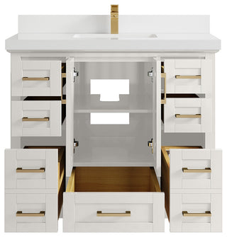Boston 42" Single Sink Bath Vanity in Alabaster 2" White Quartz