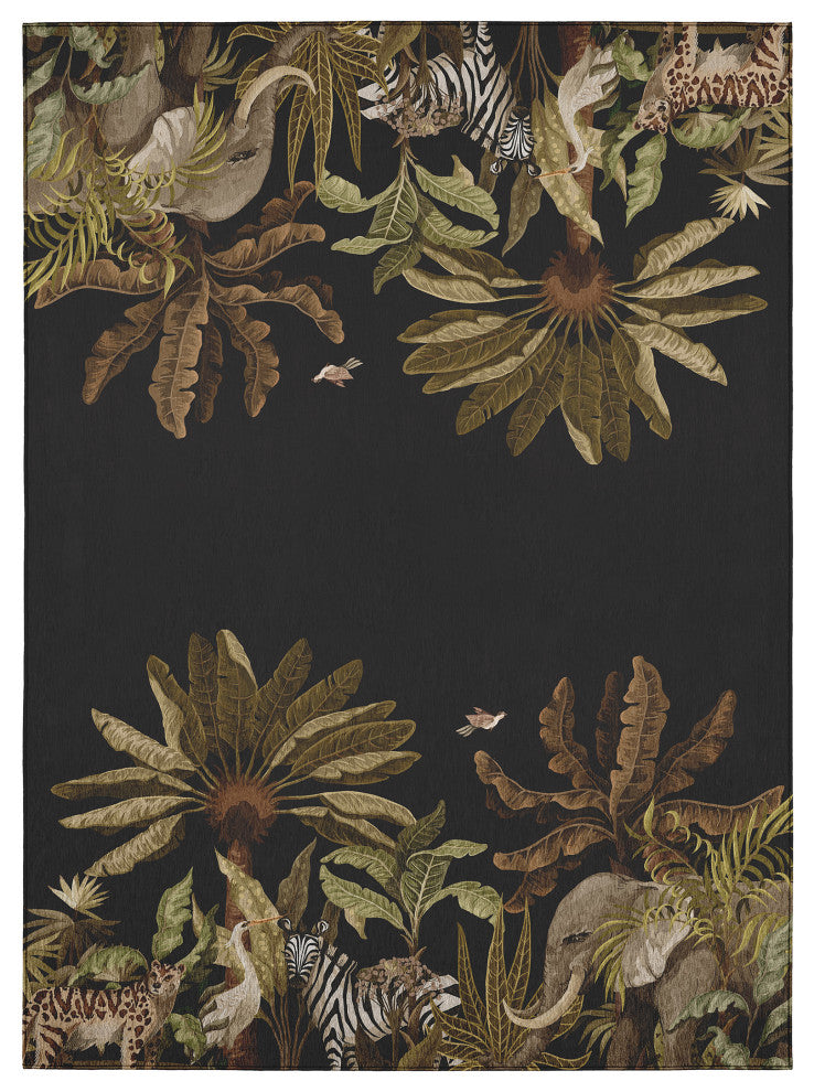 Indoor/Outdoor Tropics TC8 Black Machine Washable 8' x 10' Rug