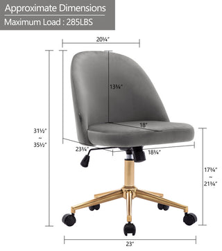 Chic Minimalist Desk Chair, Grey-Velvet