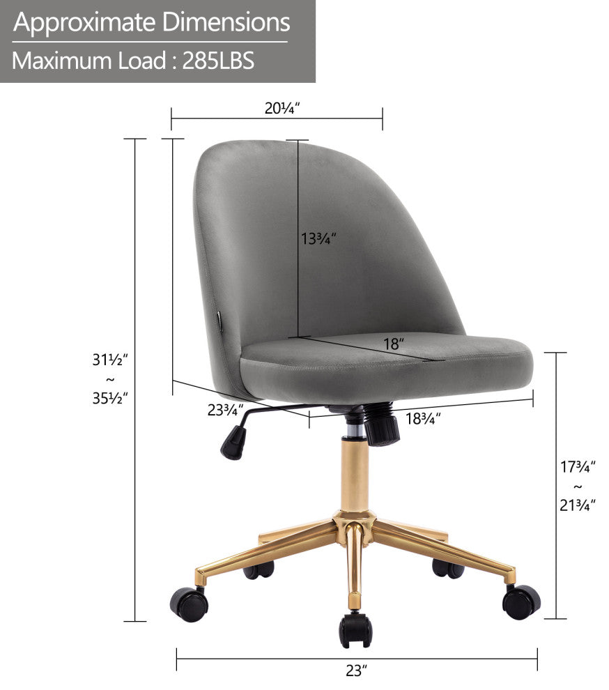 Chic Minimalist Desk Chair, Grey-Velvet