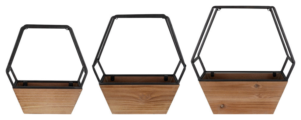 Set of 3 Boho Cool Hexagon Wall Planters