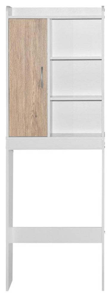 Better Home Products Ace Over the Toilet Storage Shelf in White & Natural Oak