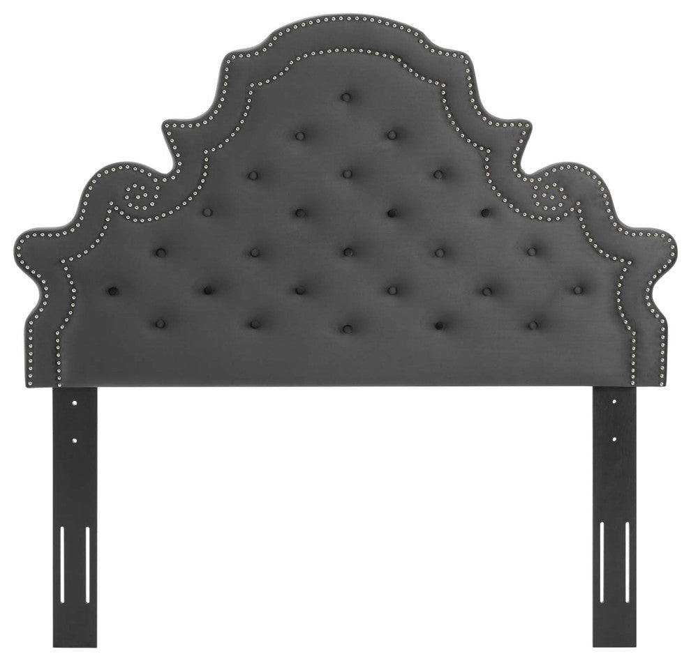 Diana Tufted Performance Velvet Twin Headboard Charcoal