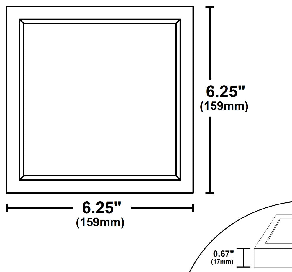 DSE6 Square 6" Edge-Lit LED Surface Mount Downlight, 2700k