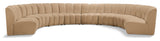 Infinity Channel Tufted Velvet Modular Chair, Camel, 8 Piece