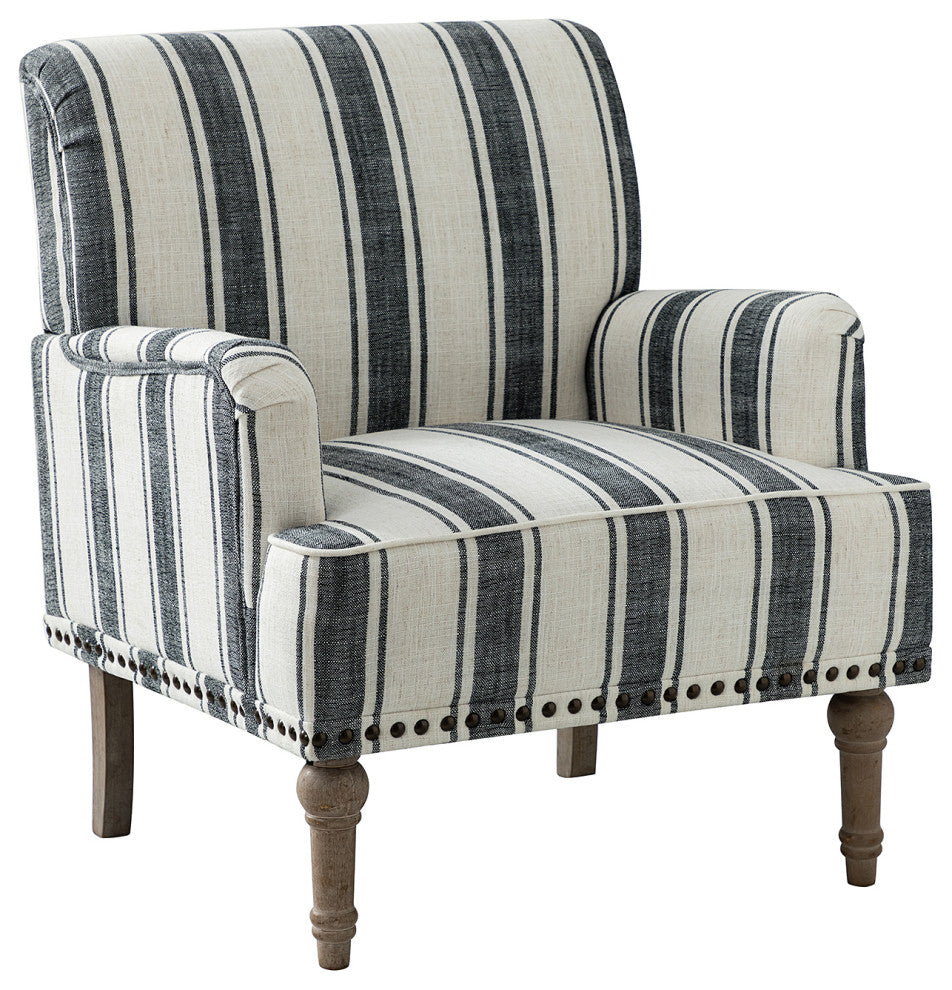 Comfy Living Room Armchair With Stripe Design, Black
