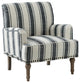 Comfy Living Room Armchair With Stripe Design, Black