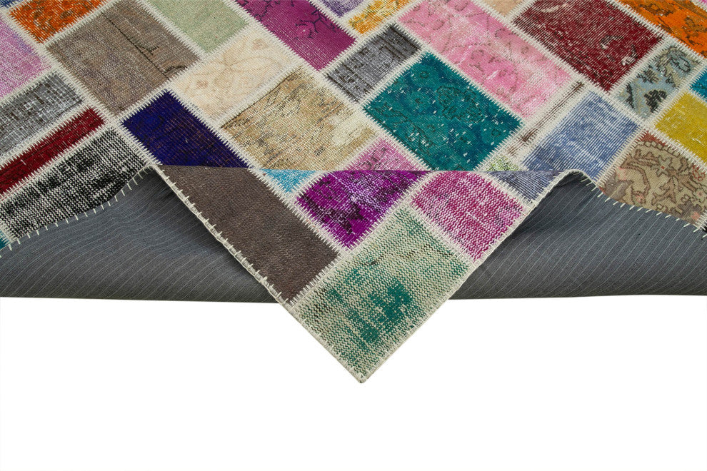 Rug N Carpet - Hand-Knotted Turkish 6' 11" x 9' 9" Vintage Patchwork Area Rug