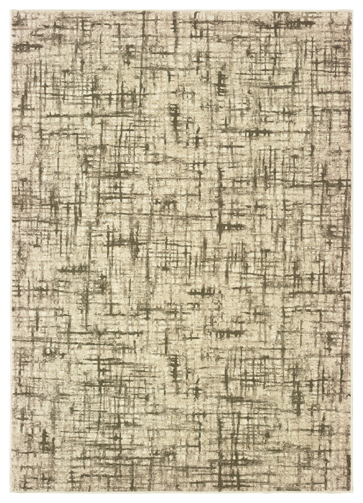 Rowen Distressed Etchings Ivory/ Brown Area Rug, 12'x15'