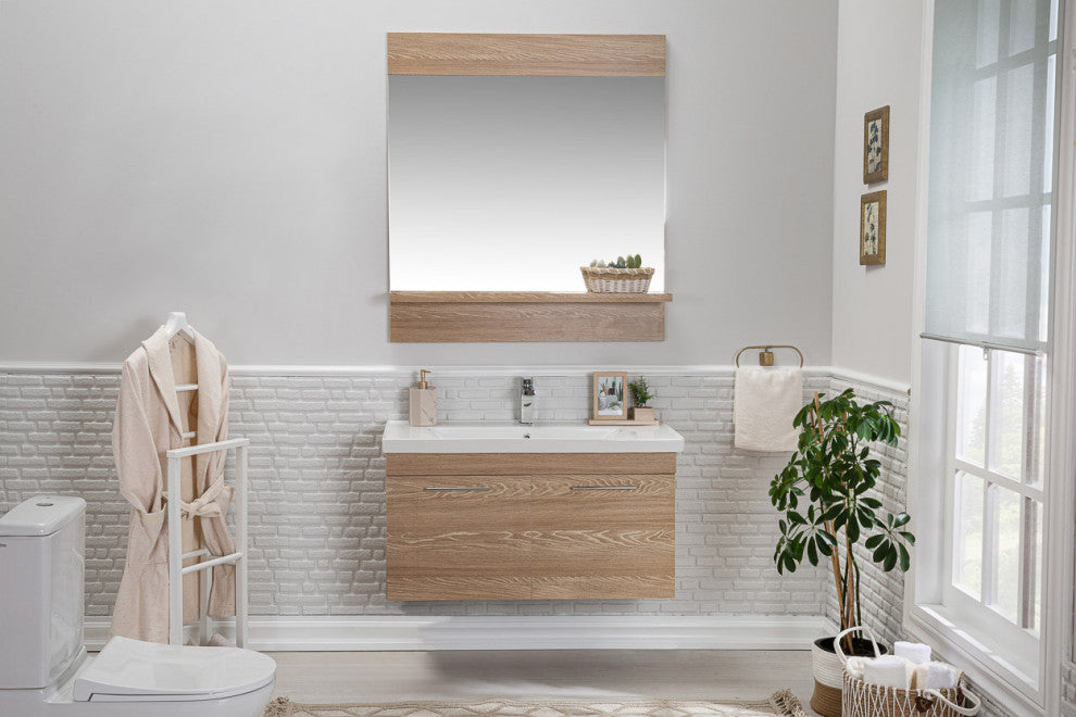Elio Collection Fawn Bathroom Vanity With Sink, Mirror, Countertop, 40