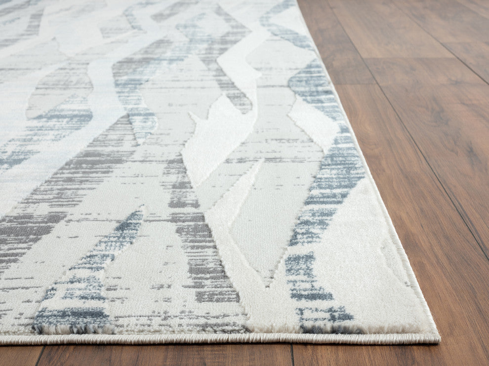 Abani Aspen Collection ASP120A Contemporary Beige Blue Geometric Area Rug