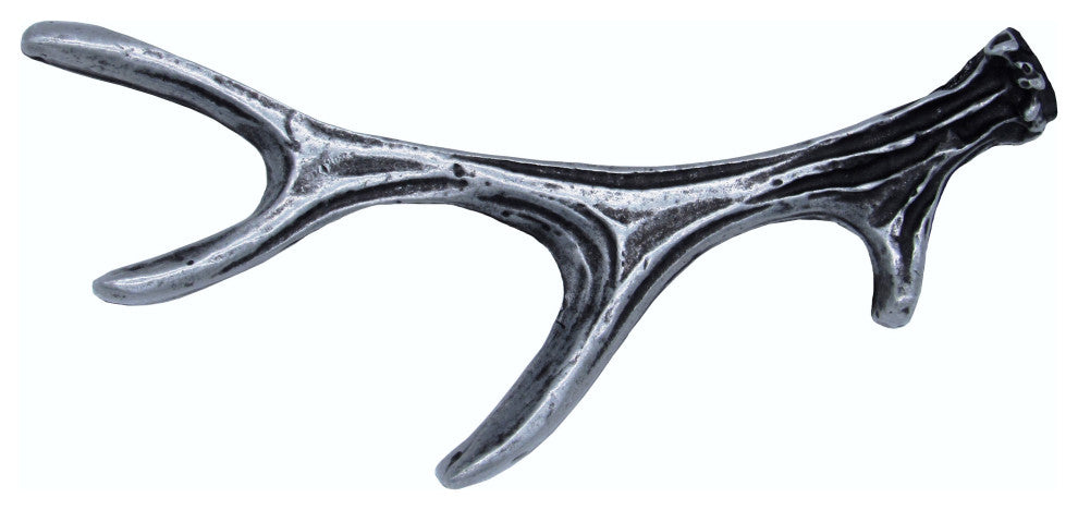4 Point Antler Cabinet Pull, Pewter